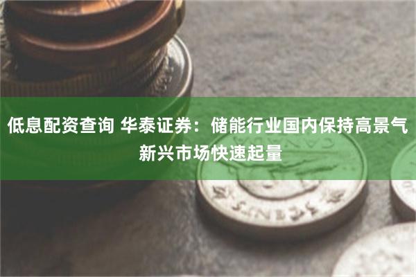 低息配资查询 华泰证券：储能行业国内保持高景气 新兴市场快速起量